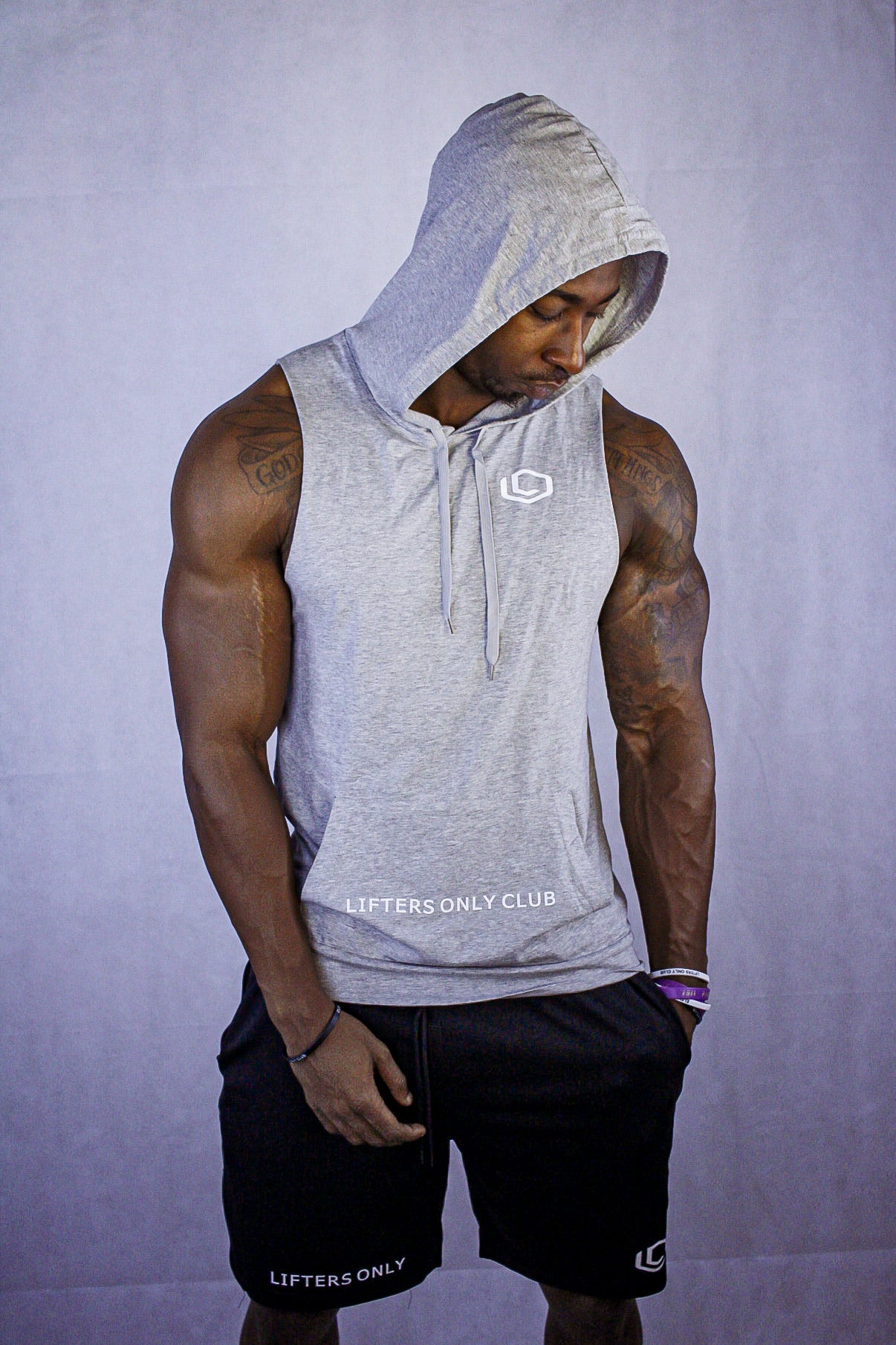 Grey Sleeveless Performance Hoodie LiftersOnlyClub