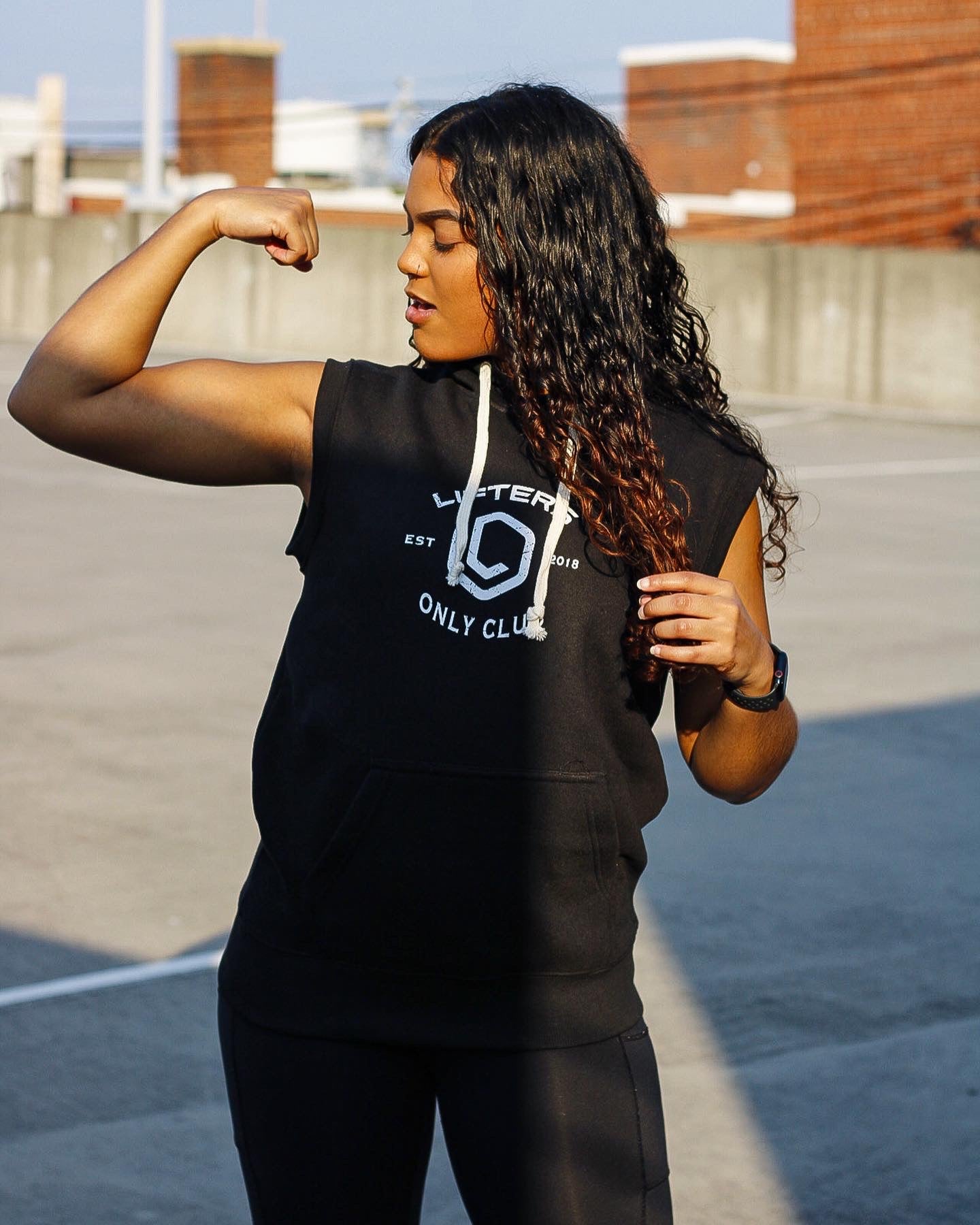 Black Sleeveless Hoodie