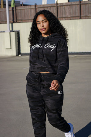 Black Camo Cropped Hoodie