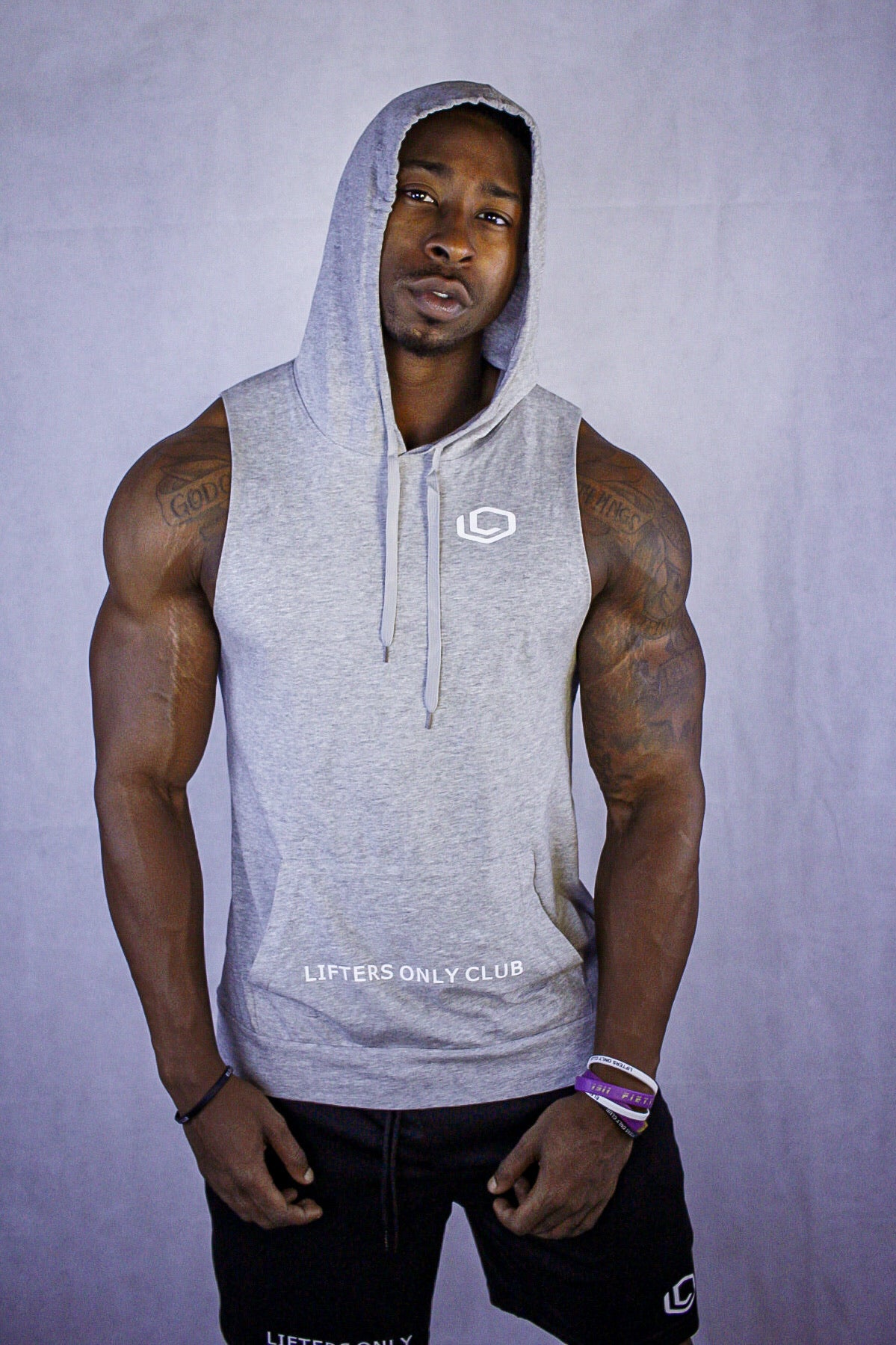 Grey Sleeveless Performance Hoodie